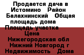 Продается дача в Истомино › Район ­ Балахнинский › Общая площадь дома ­ 35 › Площадь участка ­ 600 › Цена ­ 200 - Нижегородская обл., Нижний Новгород г. Недвижимость » Дома, коттеджи, дачи продажа   . Нижегородская обл.